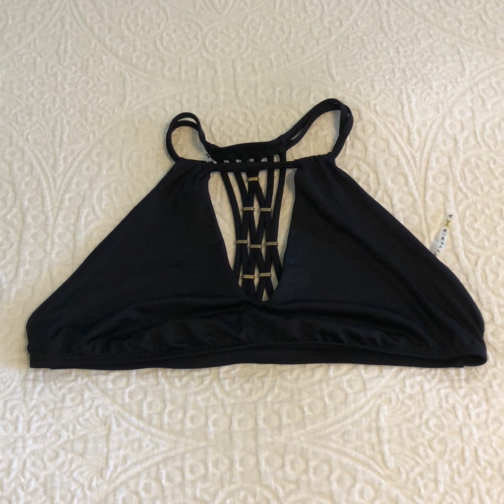 High neck black bikini